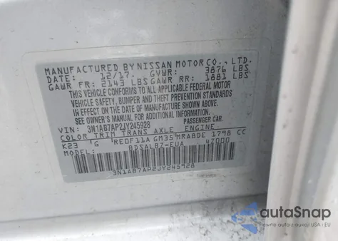 2018 Nissan Sentra S from USA, damaged, VIN 3N1AB7AP2JY245928